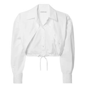 NWT Alexander Wang Crop Poplin Shirt Top Adjustable Drawstring Size L